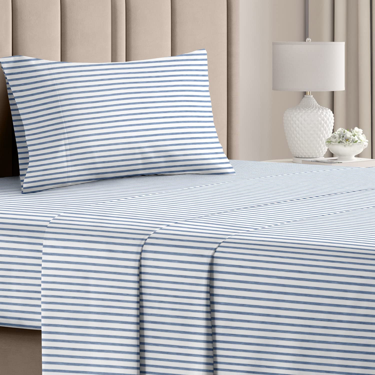 4 Piece Striped Sheet Set