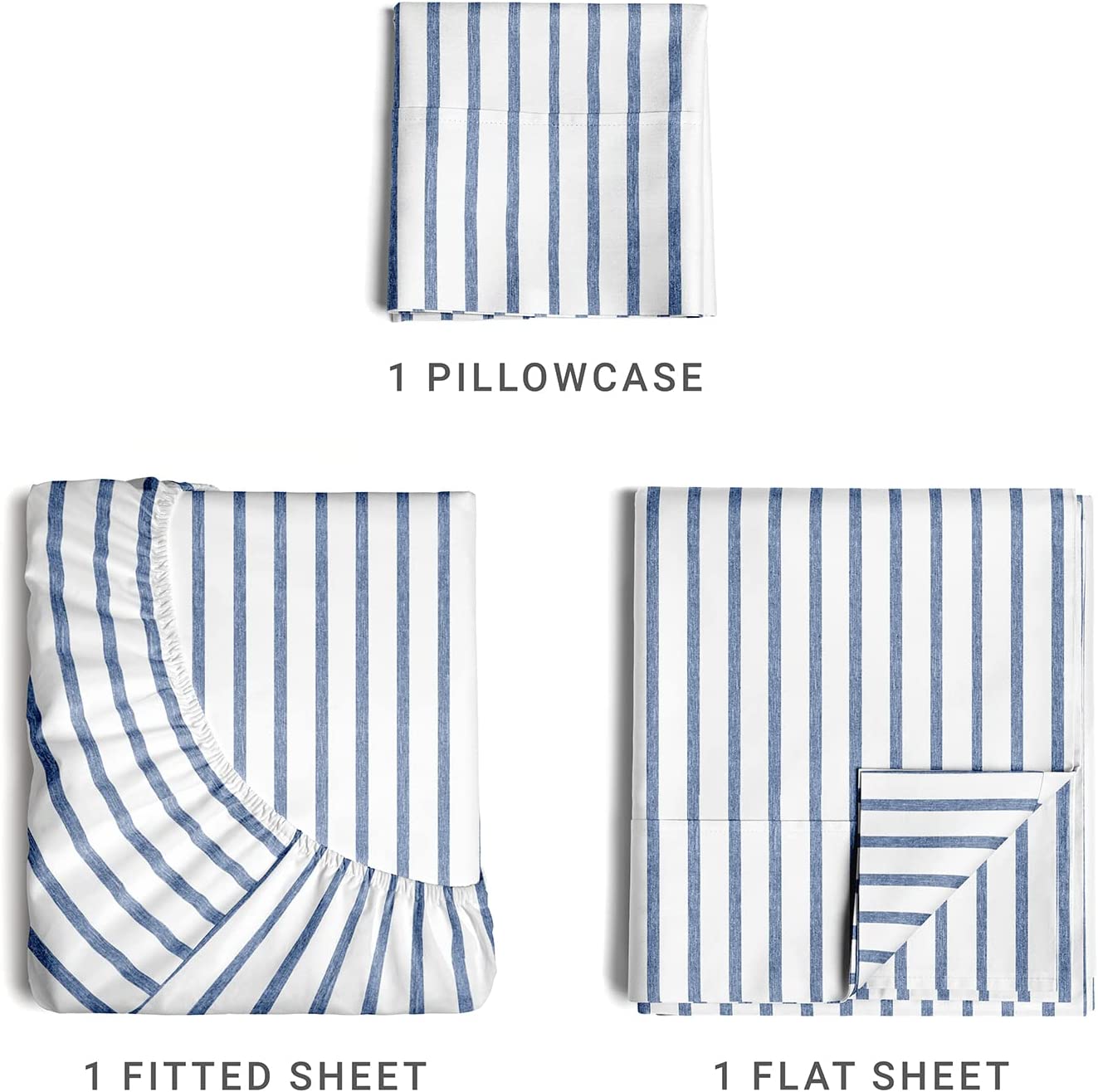 4 Piece Striped Sheet Set
